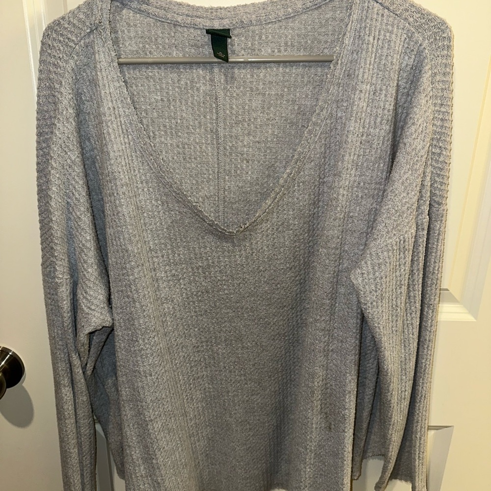 Gray V-Neck Women's Sweater